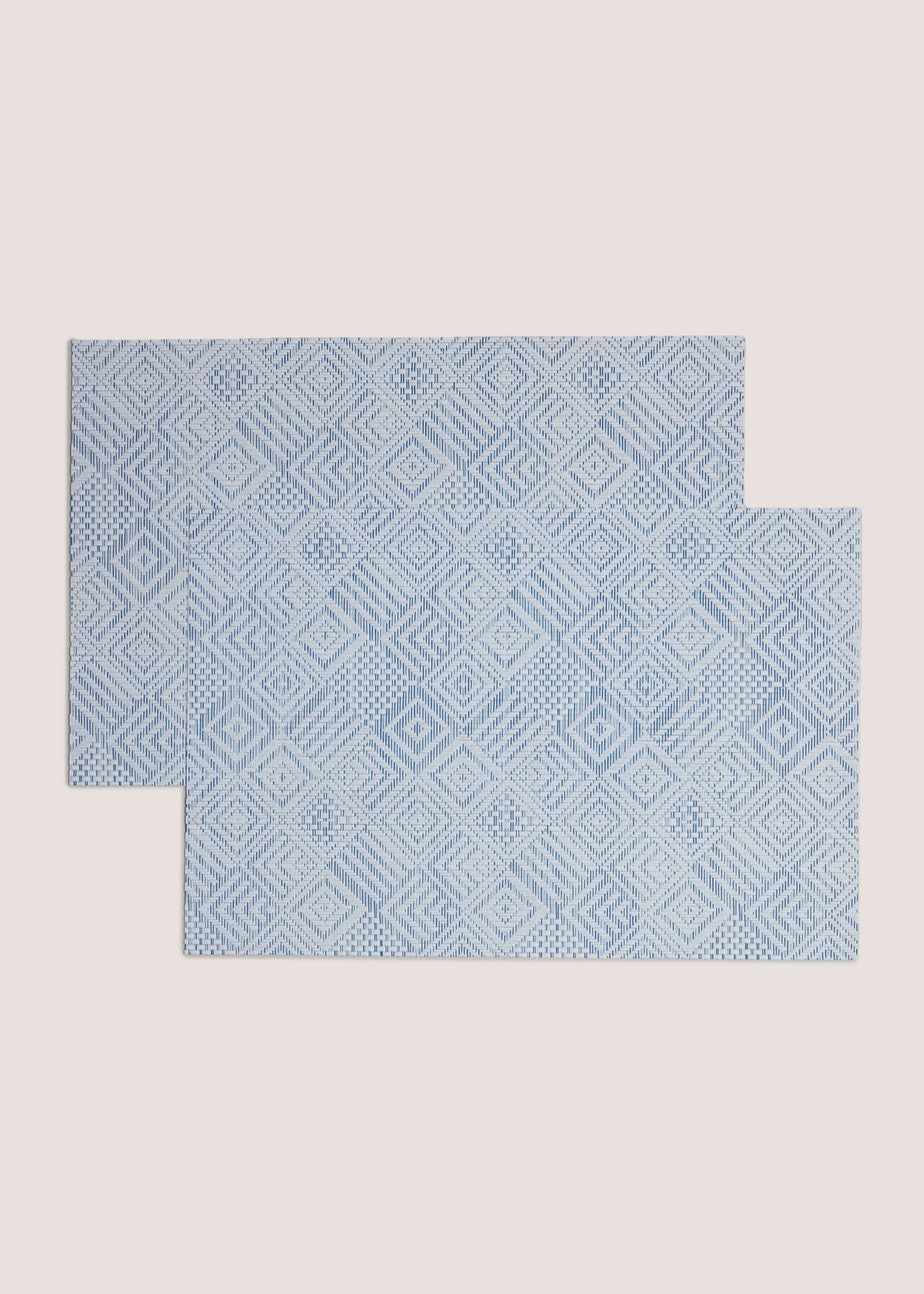 2 Pack Indigo Geo Print PVC Placemats (45cm x 30cm)