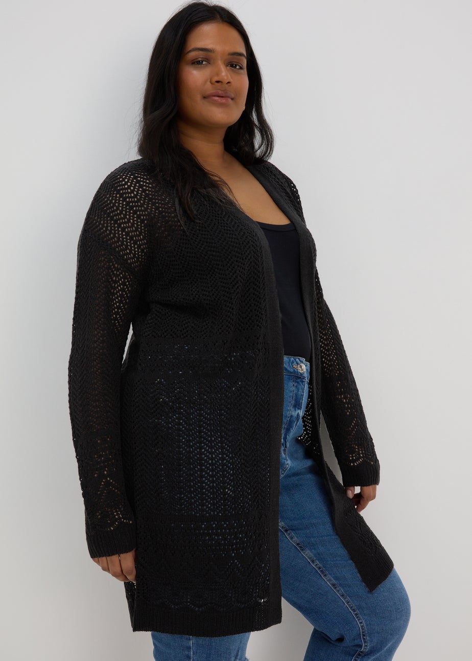 Black Pointelle Cardigan
