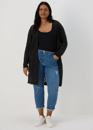 Black Pointelle Cardigan