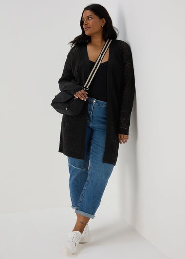 Black Pointelle Cardigan