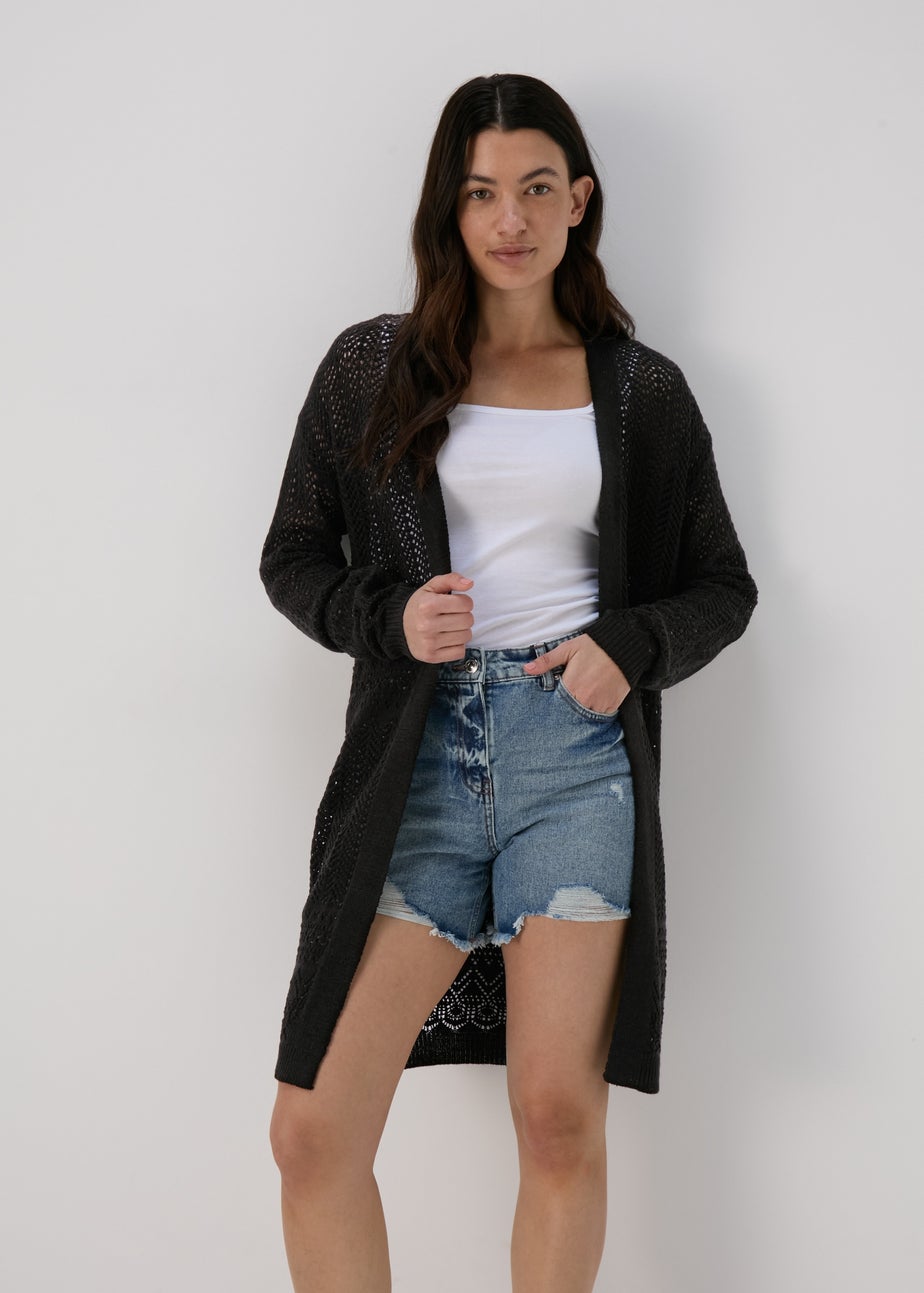 Black Pointelle Cardigan