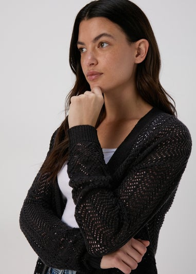 Black Pointelle Cardigan