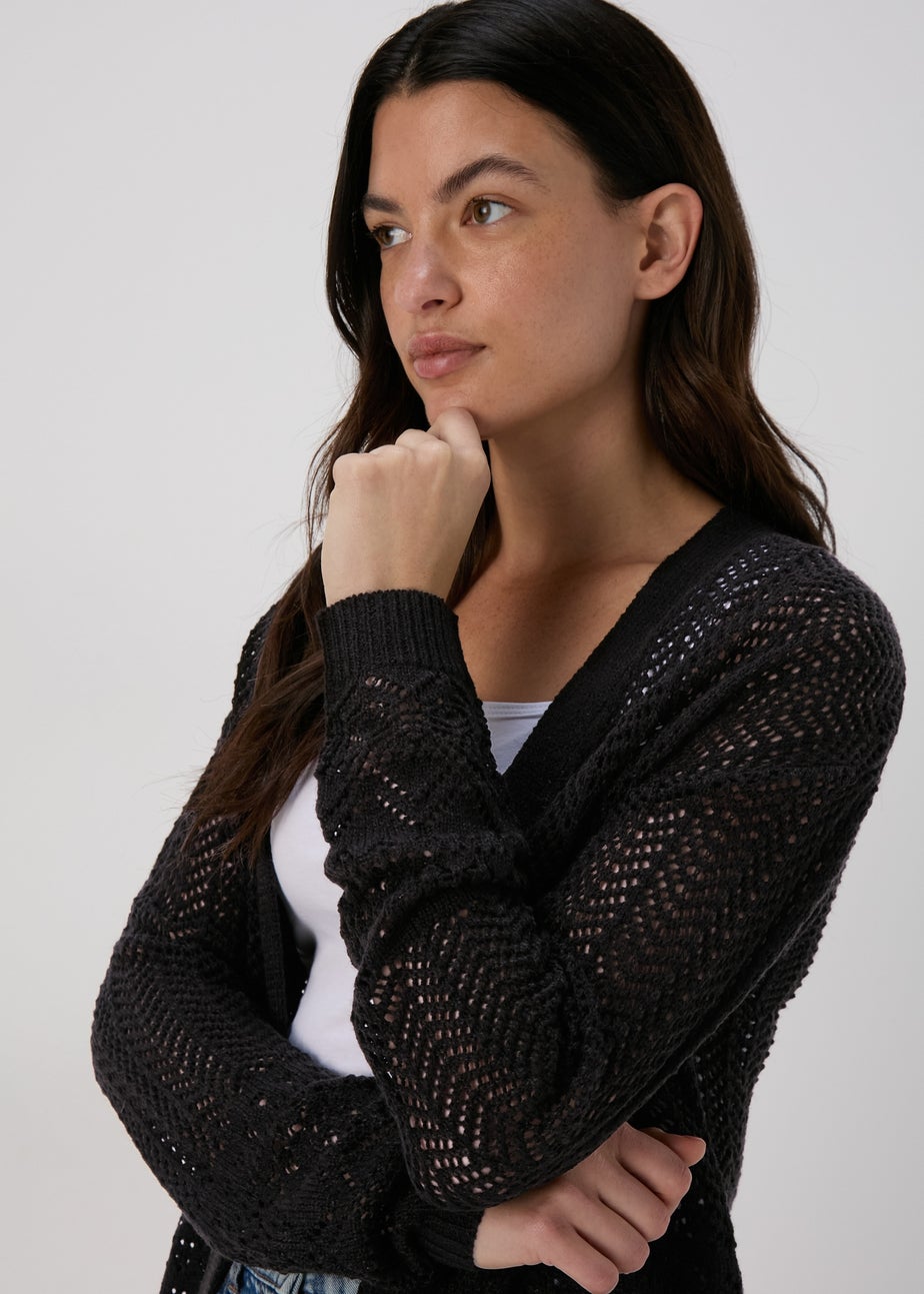Black Pointelle Cardigan