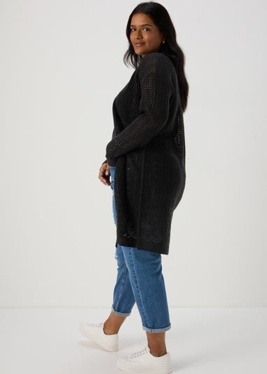 Black Pointelle Cardigan