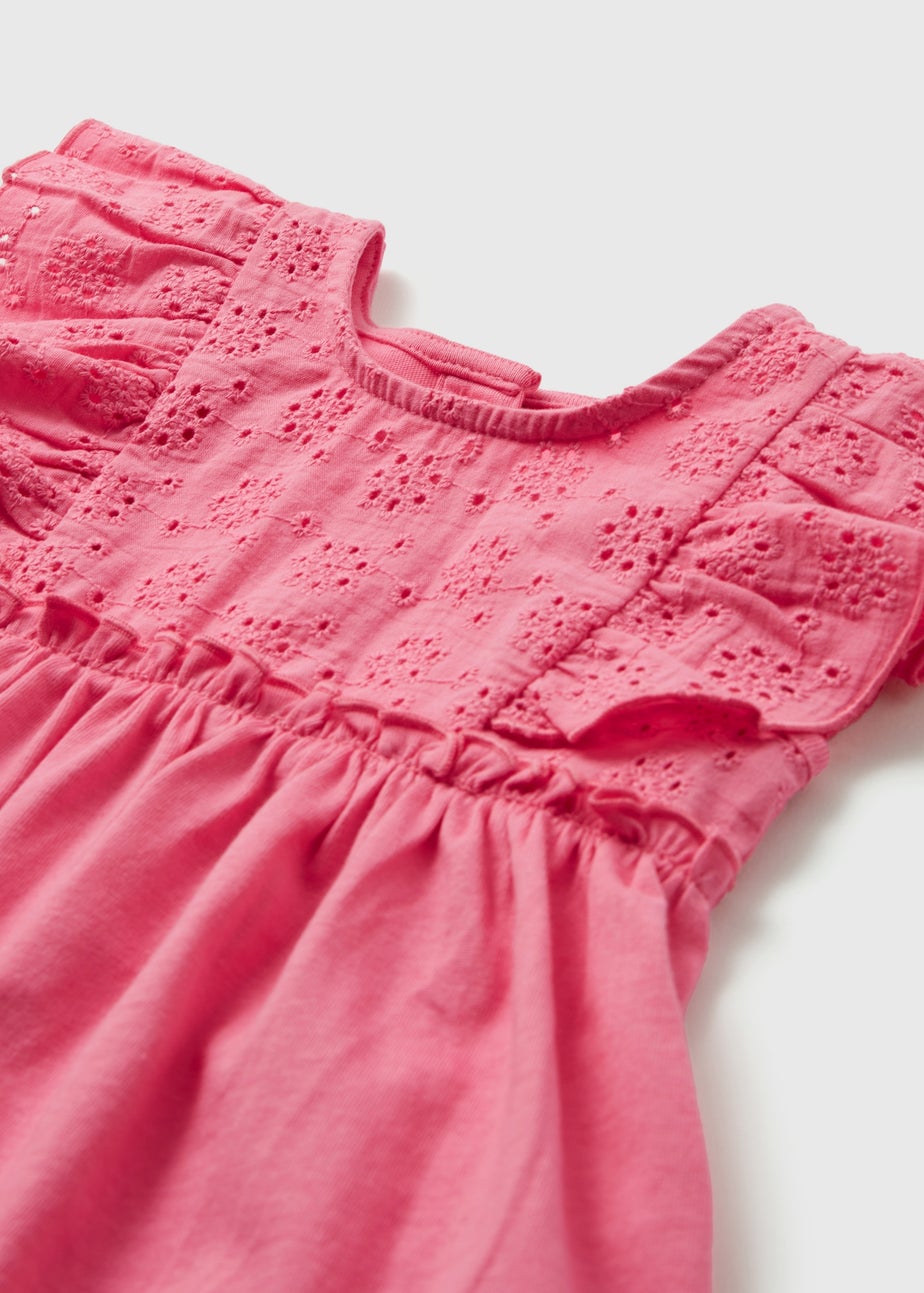 Girls Pink Schiffli Dress (Newborn-23mths)