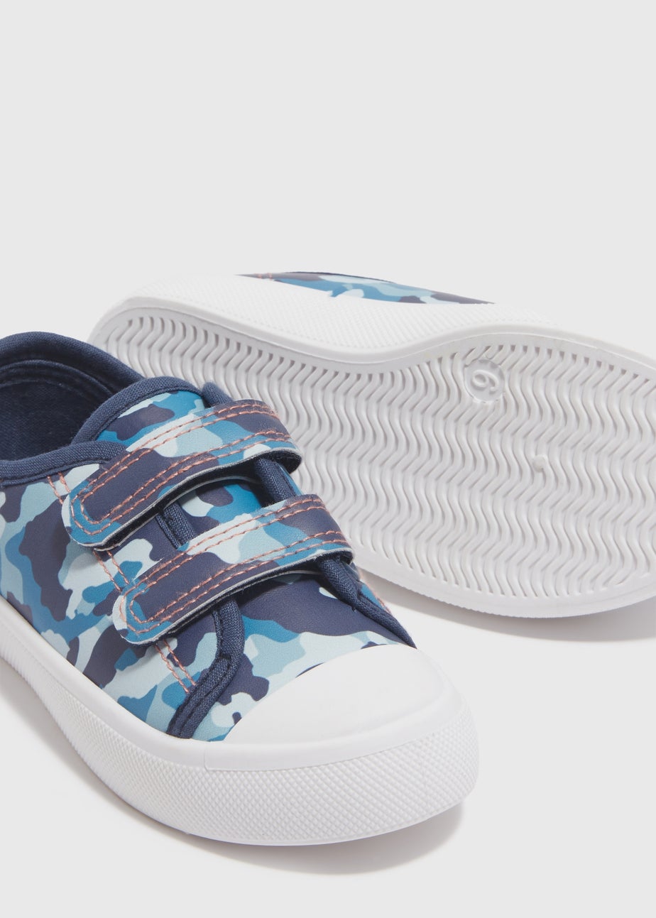Boys Navy Camo Double Strap Trainers (Younger 4-12)
