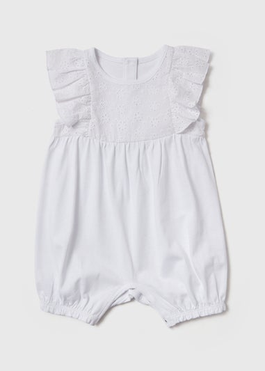 Baby White Printed Romper (Newborn-18mths)