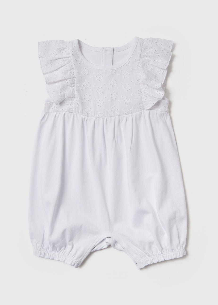 Baby White Printed Romper (Newborn-18mths)