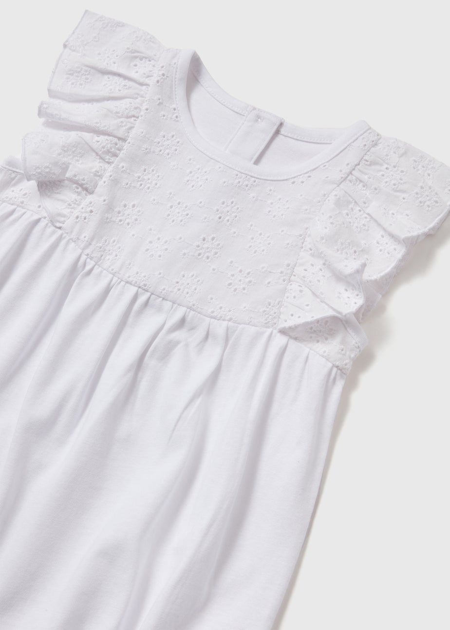 Baby White Printed Romper (Newborn-18mths)