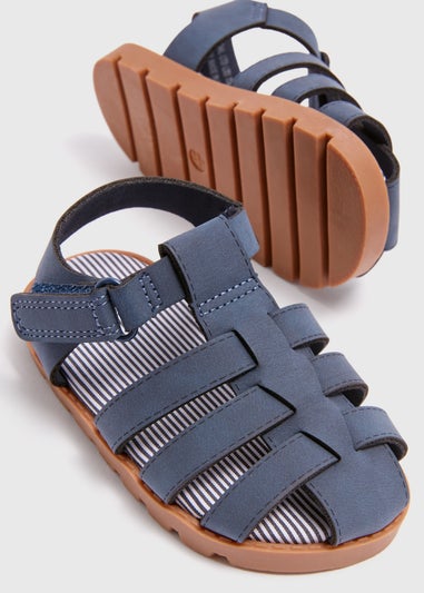 Boys Navy Caged Sandals (Younger 4-12)