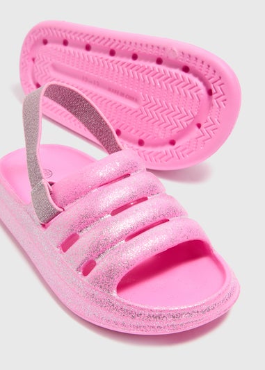 Girls Pink Back Strap Cloud Sliders (Younger 10/11-5/6 Older)