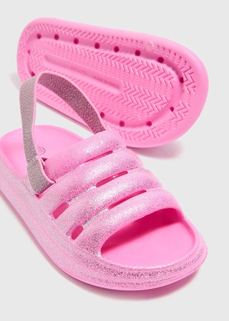 Girls Pink Back Strap Cloud Sliders (Younger 10/11-5/6 Older)