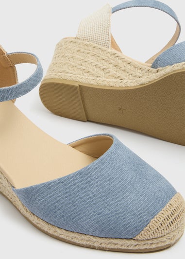 Blue Closed Toe Espadrille Sandals