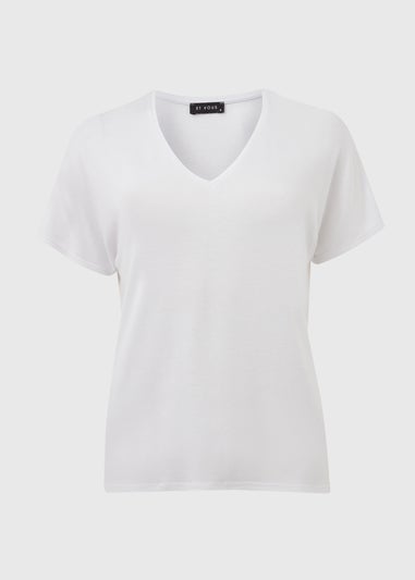 Et Vous White Classic V Neck T-Shirt