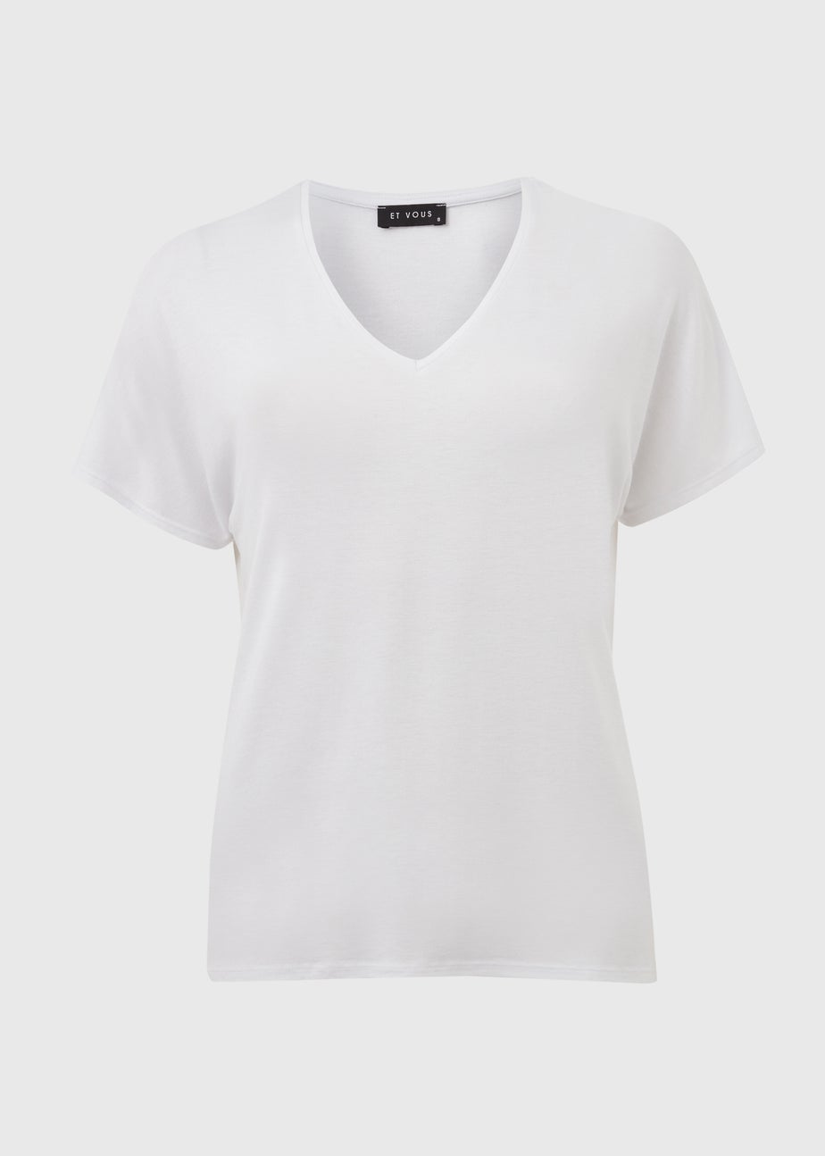 Et Vous White Classic V Neck T-Shirt
