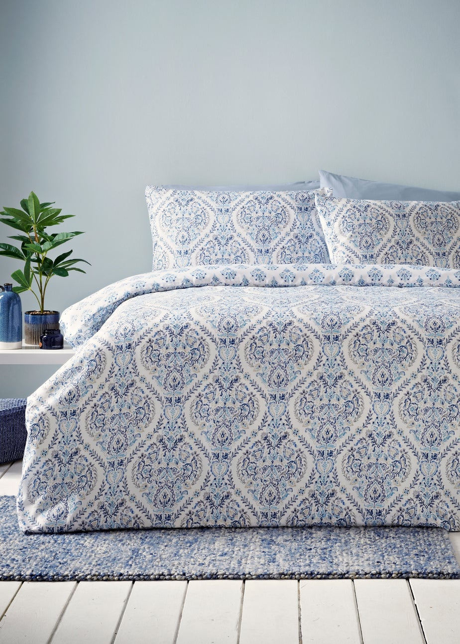 Blue Indigo Damask Duvet Set
