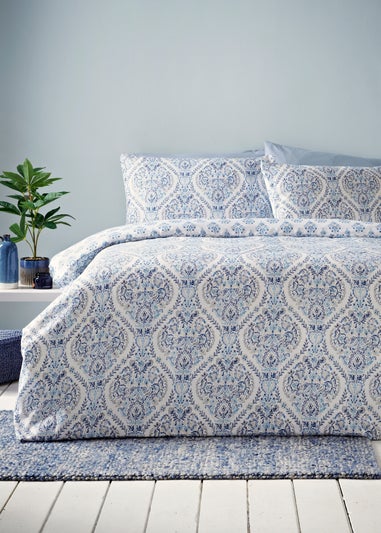Blue Indigo Damask Duvet Set
