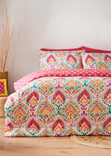 Multicoloured Damask Global Duvet Cover Set