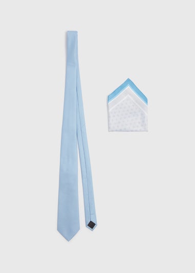 Taylor & Wright Steel Blue Tie & Geo Design Pocket Square Set