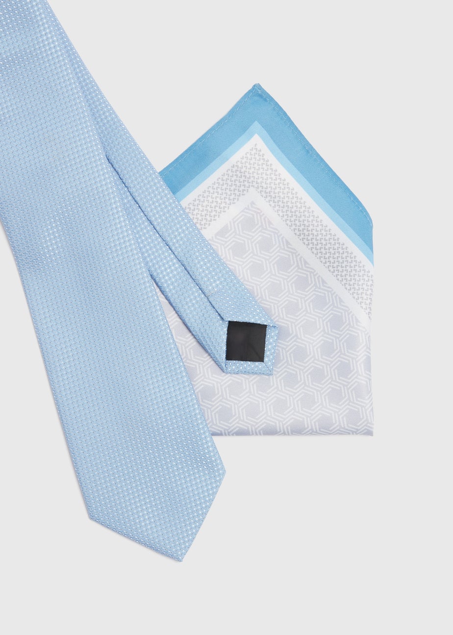 Taylor & Wright Steel Blue Tie & Geo Design Pocket Square Set