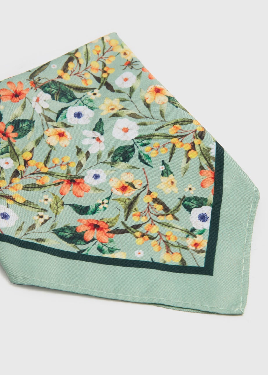 Green Floral Pocket Square