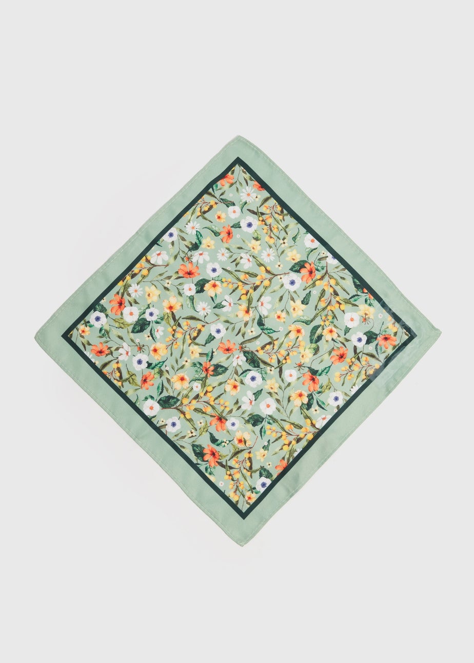 Green Floral Pocket Square