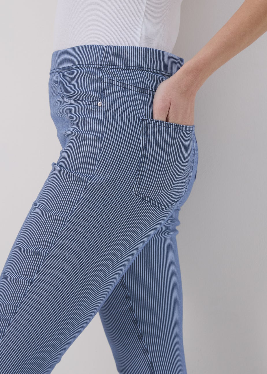 Blue Rosie Stripe Crop Jeggings