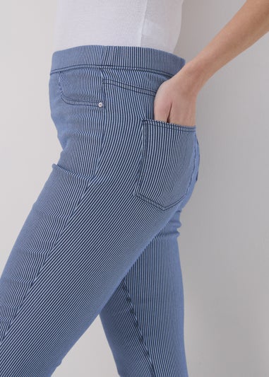 Blue Rosie Stripe Crop Jeggings