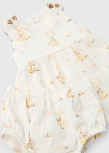 Sophie la Girafe Girls Cream Crinkle Dress & Knickers Set (Newborn-23mths)