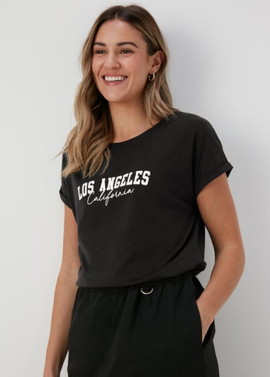 Black Los Angeles Slogan T-Shirt