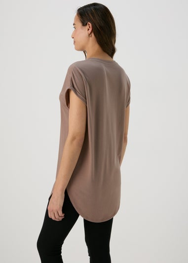 Beige Love Slogan T-Shirt