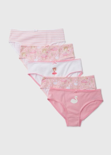 Girls 5 Pack Multicolour Ballerina Print Briefs (2-13yrs)
