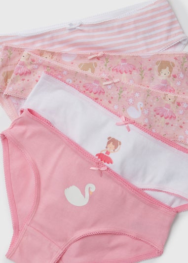 Girls 5 Pack Multicolour Ballerina Print Briefs (2-13yrs)