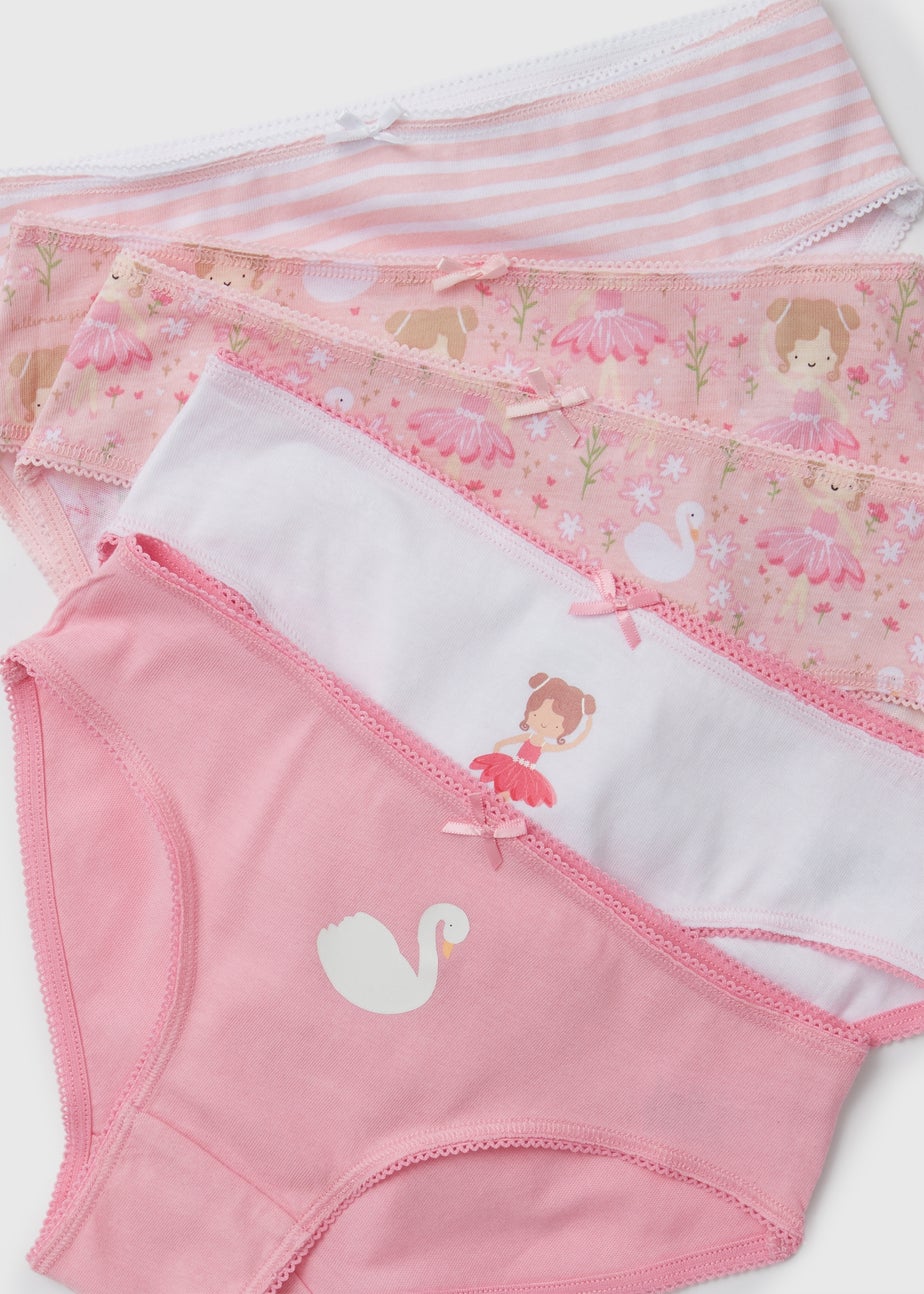 Girls 5 Pack Multicolour Ballerina Print Briefs (2-13yrs)