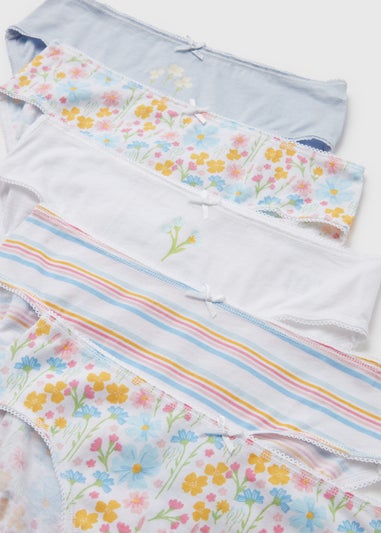 5 Pack Multicoloured Floral Design Briefs (2-13yrs)