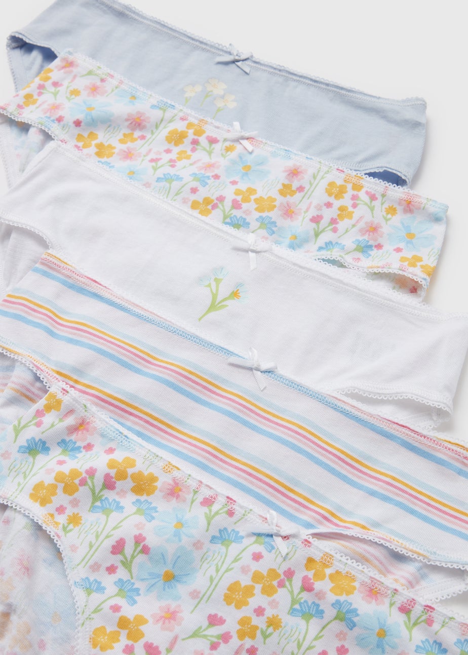 5 Pack Multicoloured Floral Design Briefs (2-13yrs)