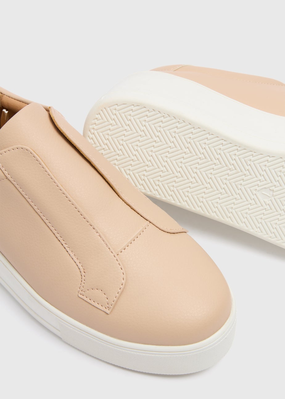 Nude Slip On Platform Trainers