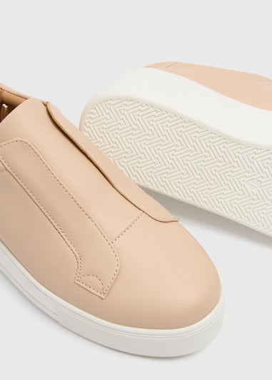 Nude Slip On Platform Trainers