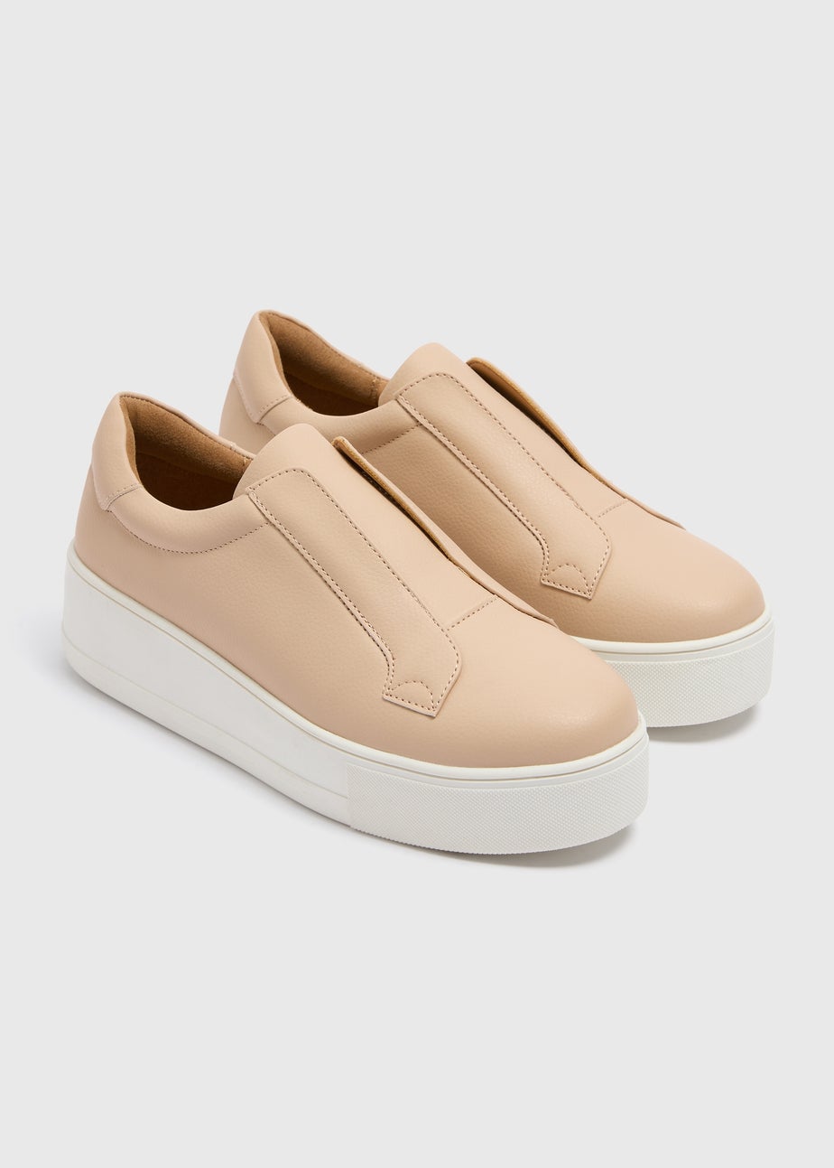 Nude Slip On Platform Trainers