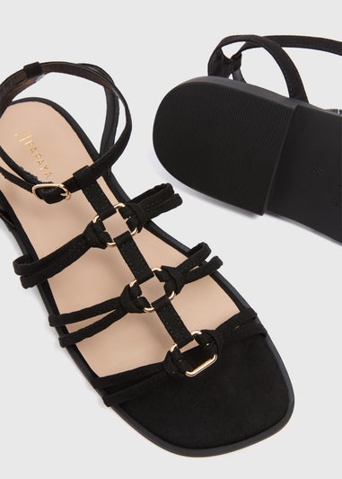 Black Flat Gladiator Strappy Sandals