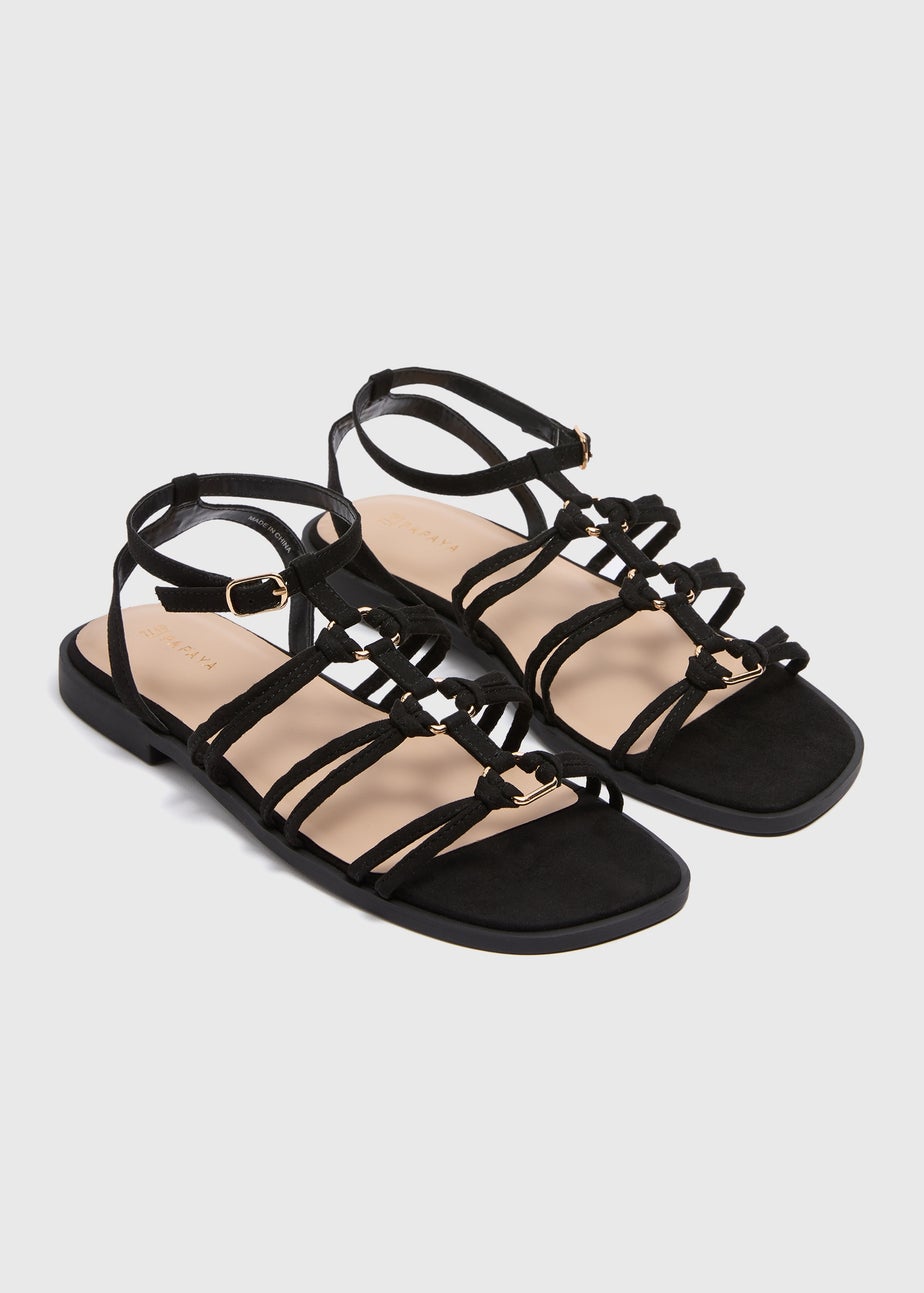 Black Flat Gladiator Strappy Sandals