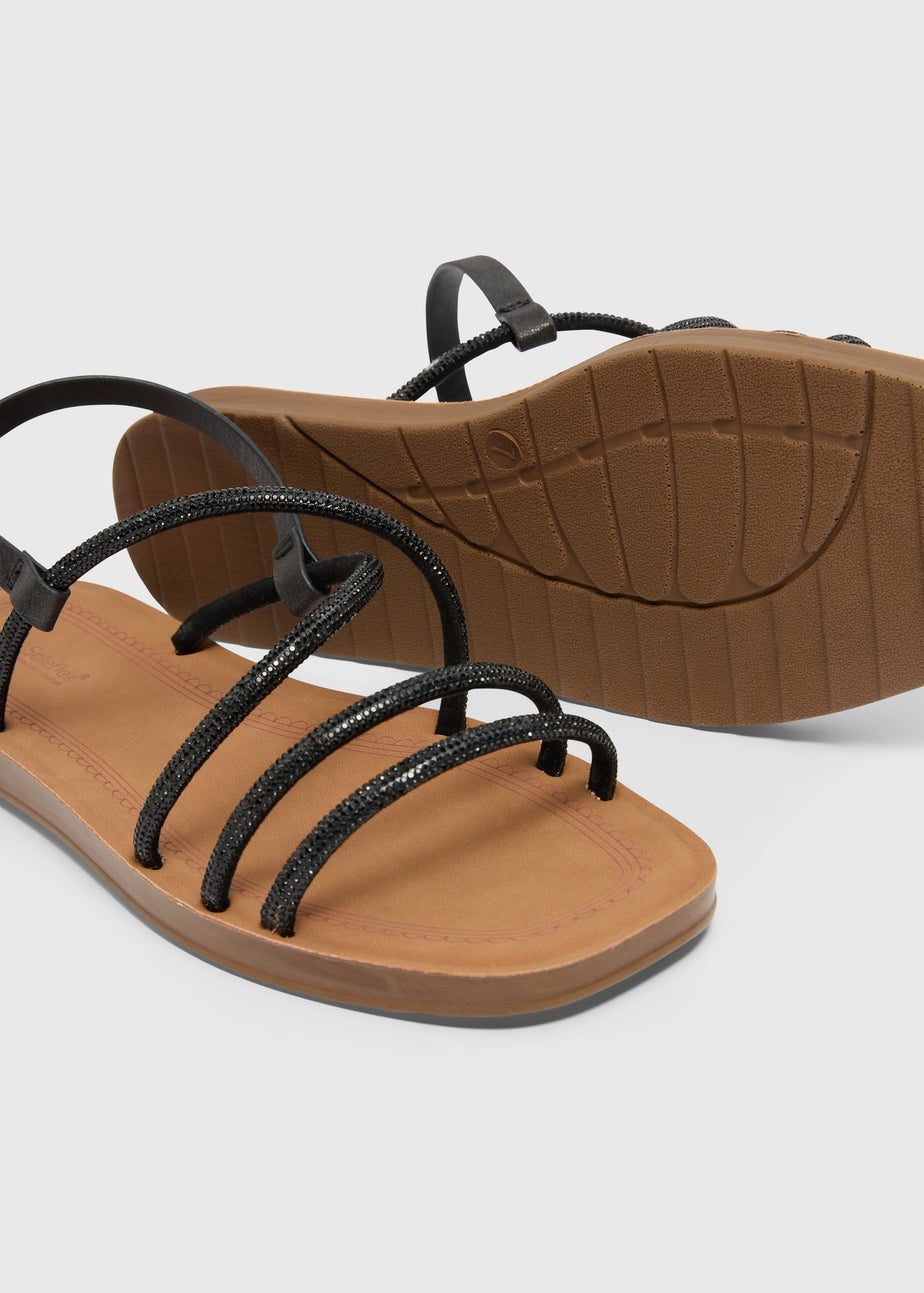 Soleflex Black Diamante Sandals
