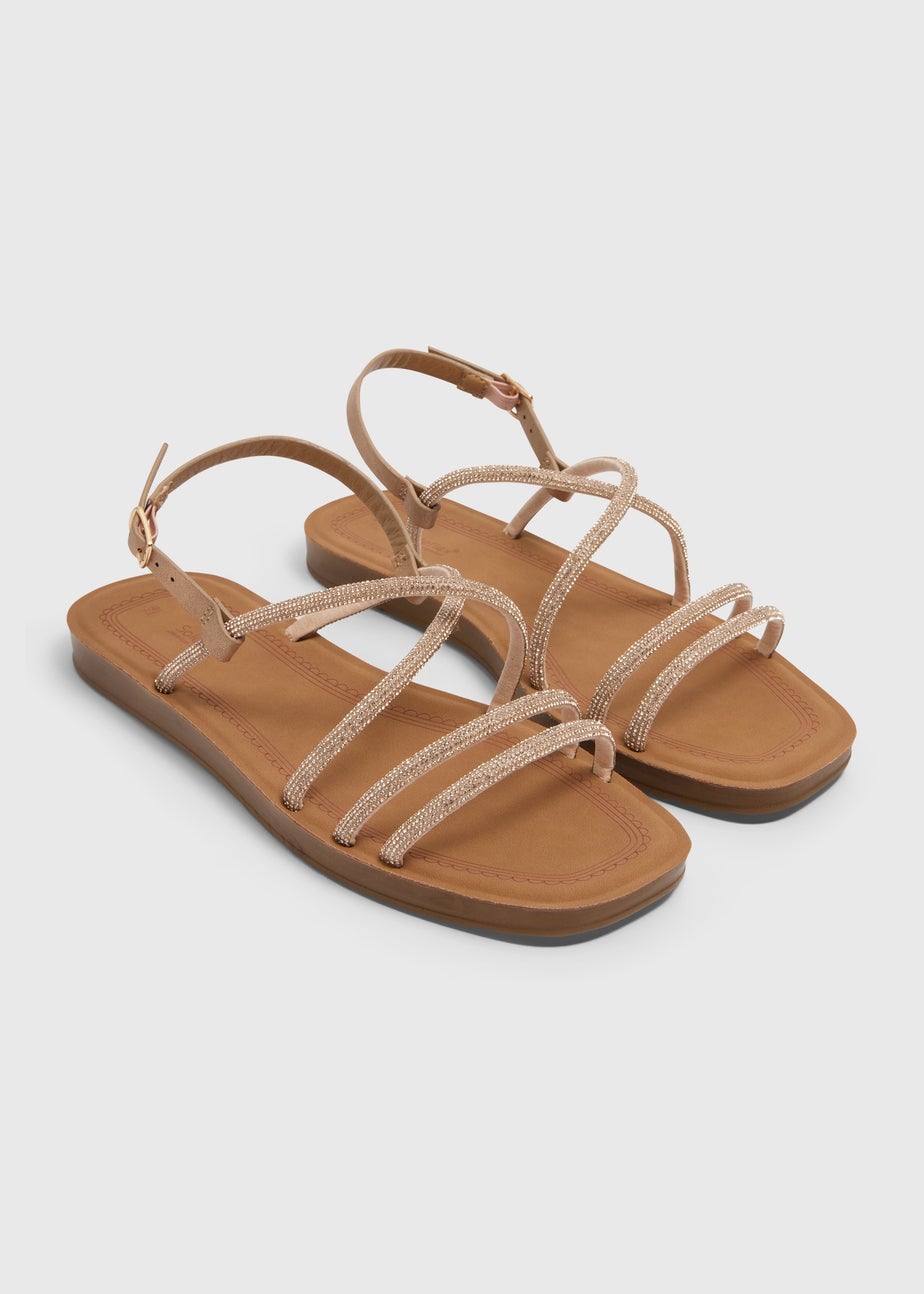 Soleflex Nude Diamante Sandals