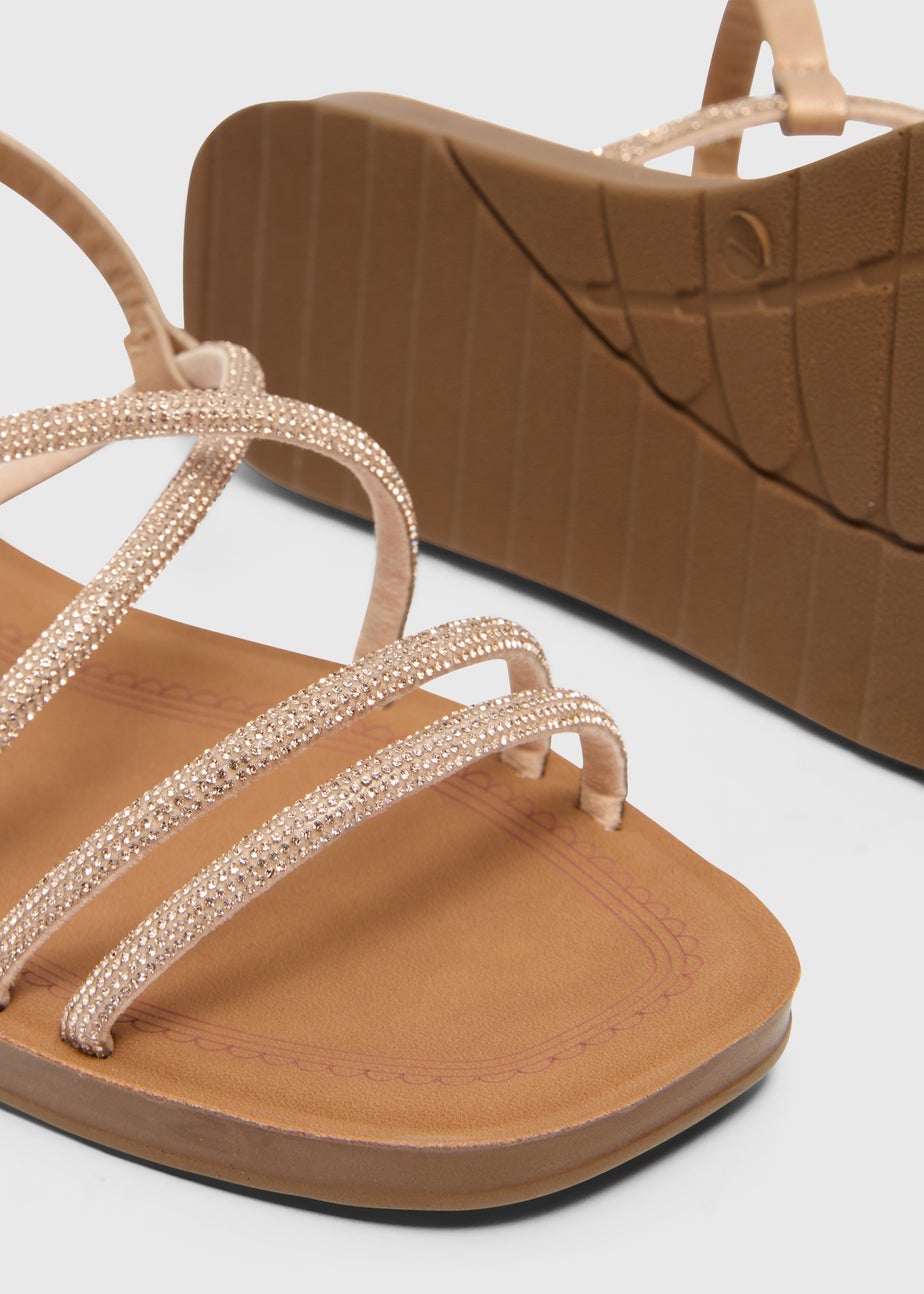 Soleflex Nude Diamante Sandals