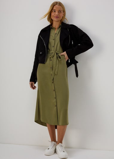 Khaki 3/4 Midi Dress