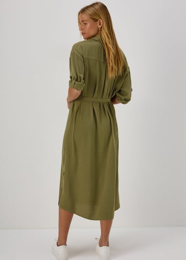 Khaki 3/4 Midi Dress