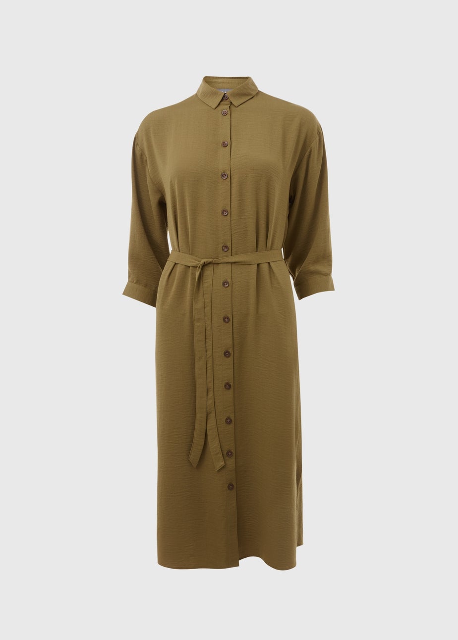 Khaki 3/4 Midi Dress