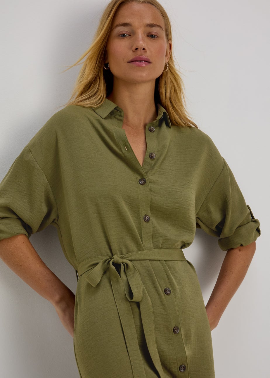 Khaki 3/4 Midi Dress