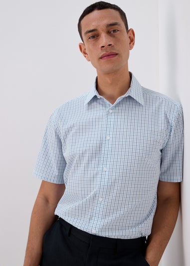 Taylor & Wright White Blue Check Shirt