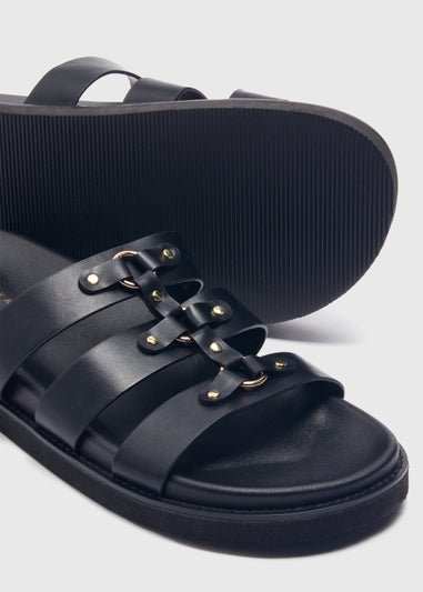 Black Stud Fashion Footbed Sandals